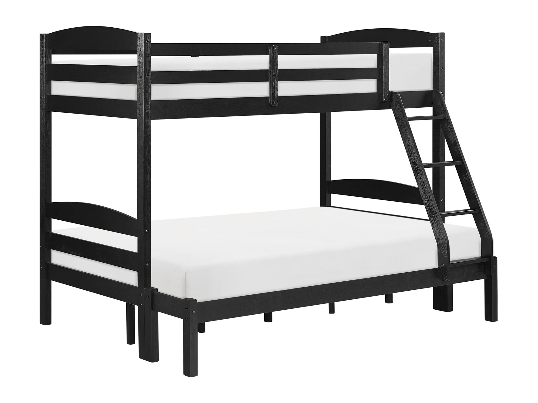 Lani Wire-Brushed Black Twin/Full Bunk Bed - Ornate Home