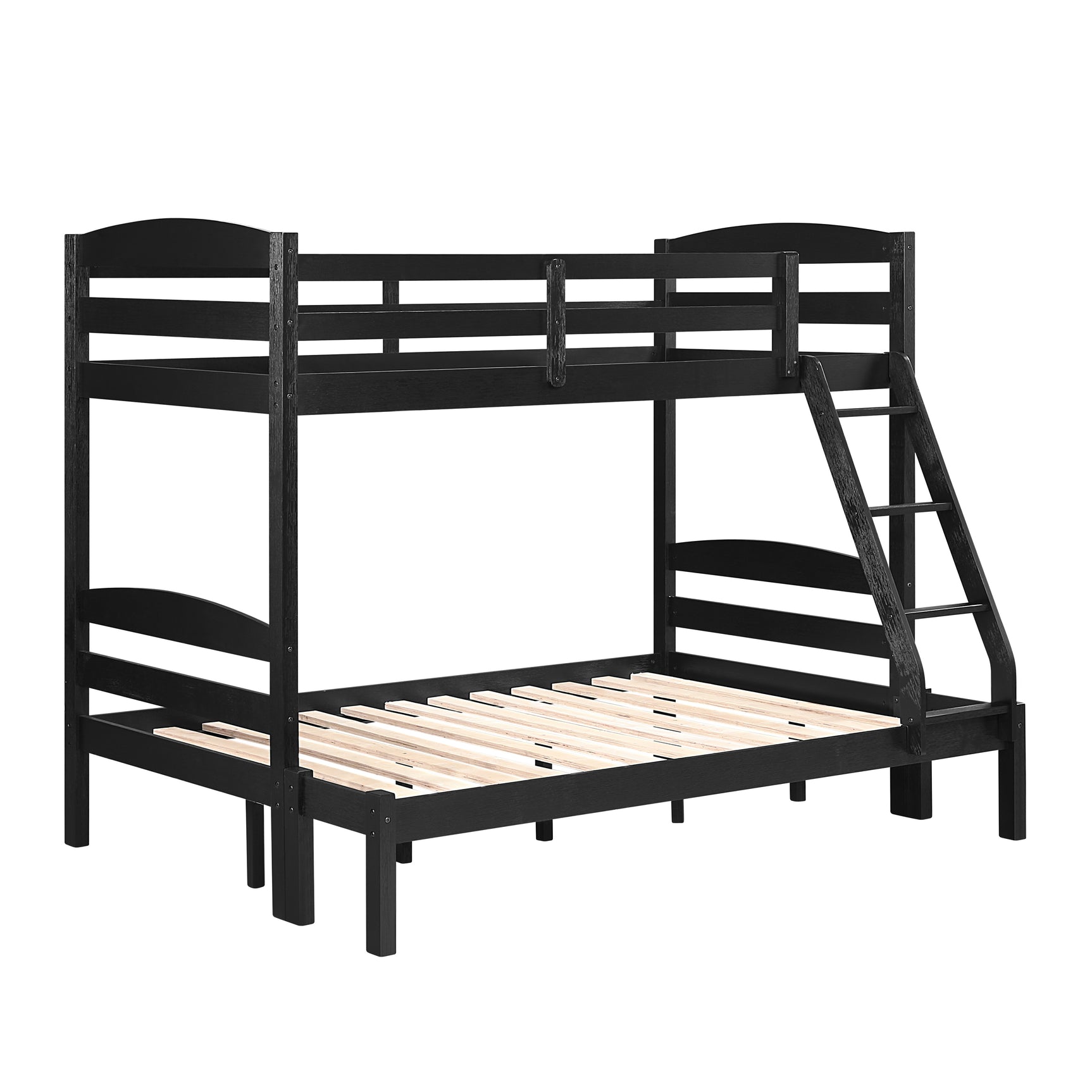 Lani Wire-Brushed Black Twin/Full Bunk Bed - Ornate Home
