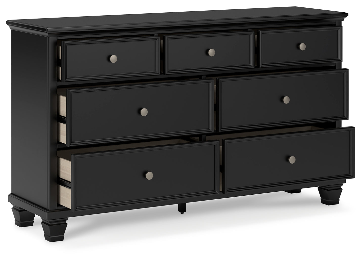 Lanolee Black California King Panel Bed, Dresser, Chest and 2 Nightstands (Online Special Price) - Ornate Home