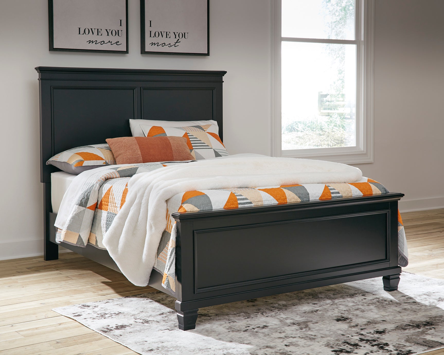 Lanolee Black Full Panel 5-Piece Bedroom Set - Ornate Home