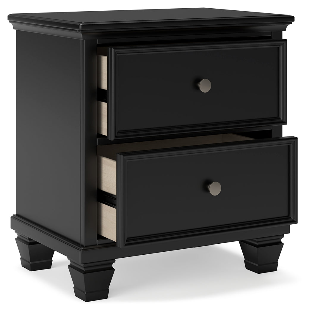 Lanolee Black King Panel Bed with Mirrored Dresser and Nightstand (Online Special Price) - Ornate Home