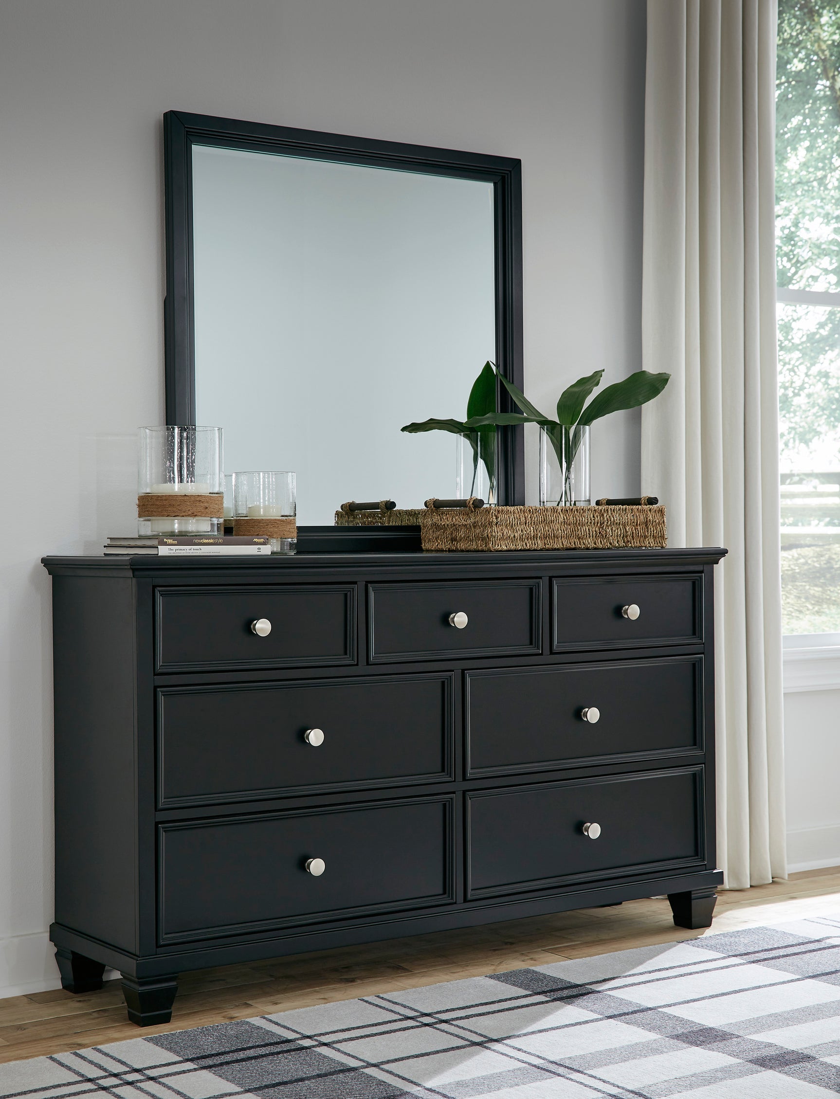 Lanolee Black Twin Panel 6-Piece Bedroom Set w/ 2 Nightstands - Ornate Home