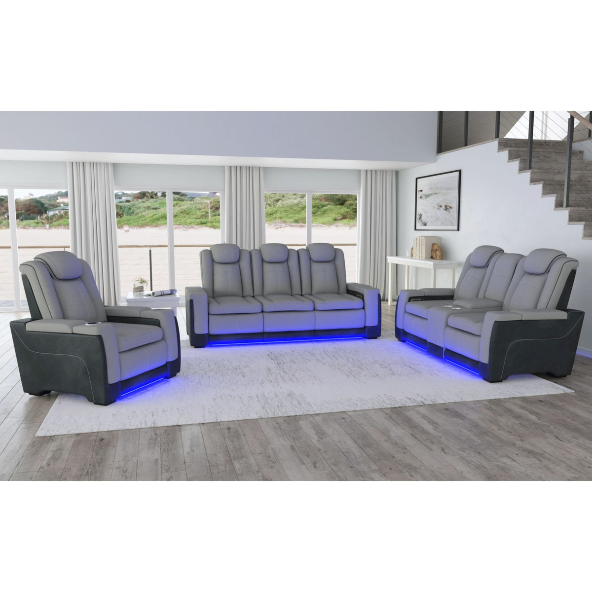 Lantana Rocky Cement/Charcoal 3-Piece Living Room Set