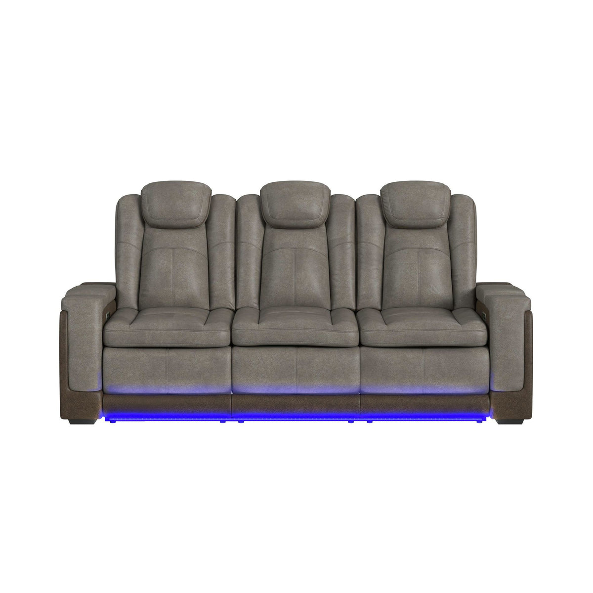 Lantana Rocky Grey/Brown Power Motion Sofa with Power Headrest, LED, DDT, Reading Light and PWS - Ornate Home