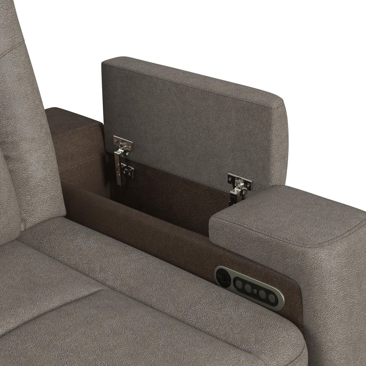 Lantana Rocky Grey/Brown Power Motion Sofa with Power Headrest, LED, DDT, Reading Light and PWS - Ornate Home