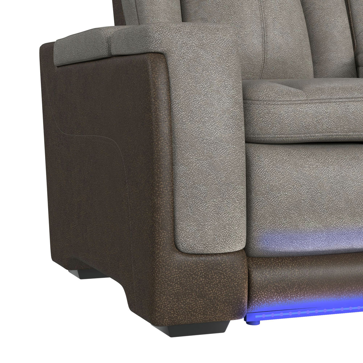 Lantana Rocky Grey/Brown Power Motion Sofa with Power Headrest, LED, DDT, Reading Light and PWS - Ornate Home