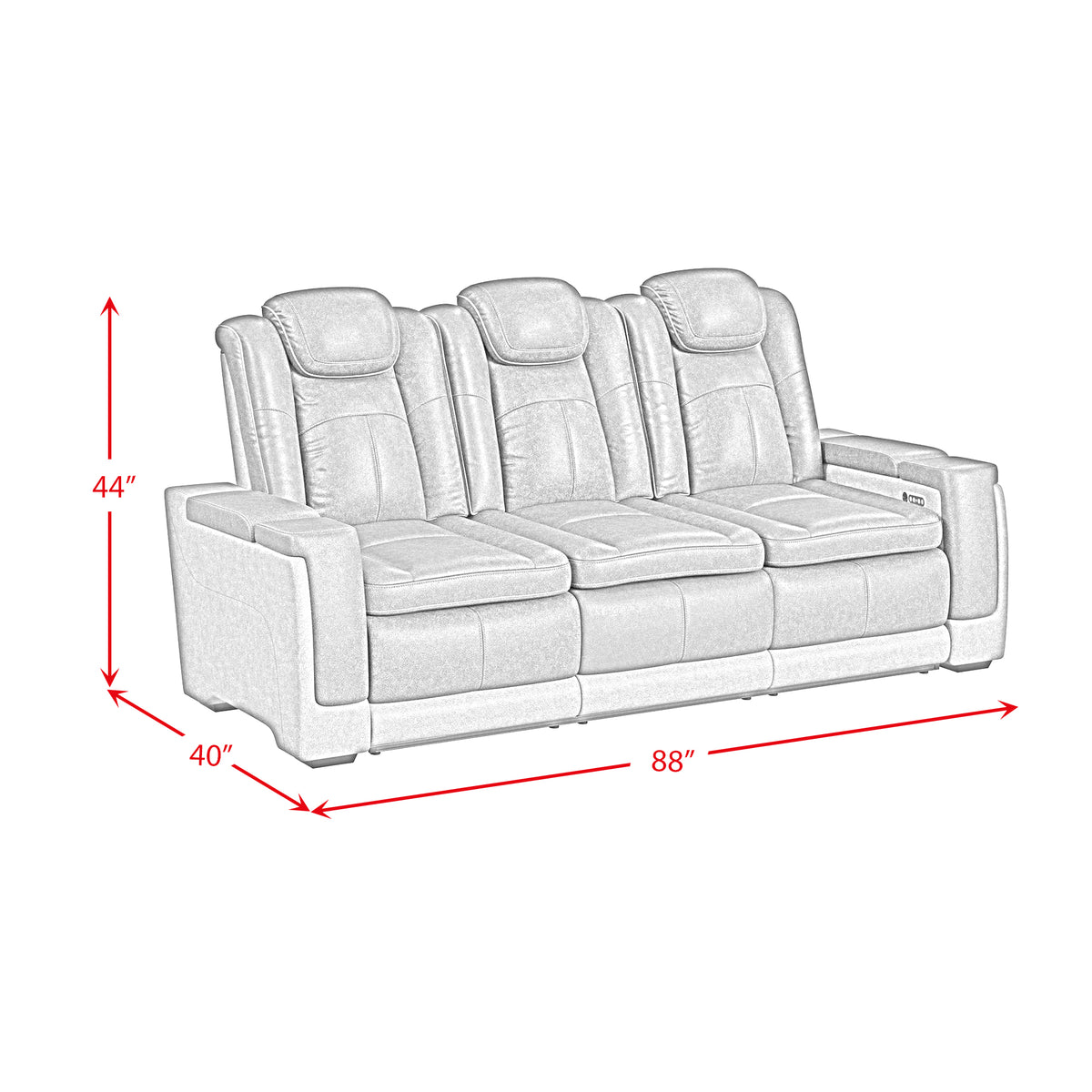 Lantana Rocky Grey/Brown Power Motion Sofa with Power Headrest, LED, DDT, Reading Light and PWS - Ornate Home