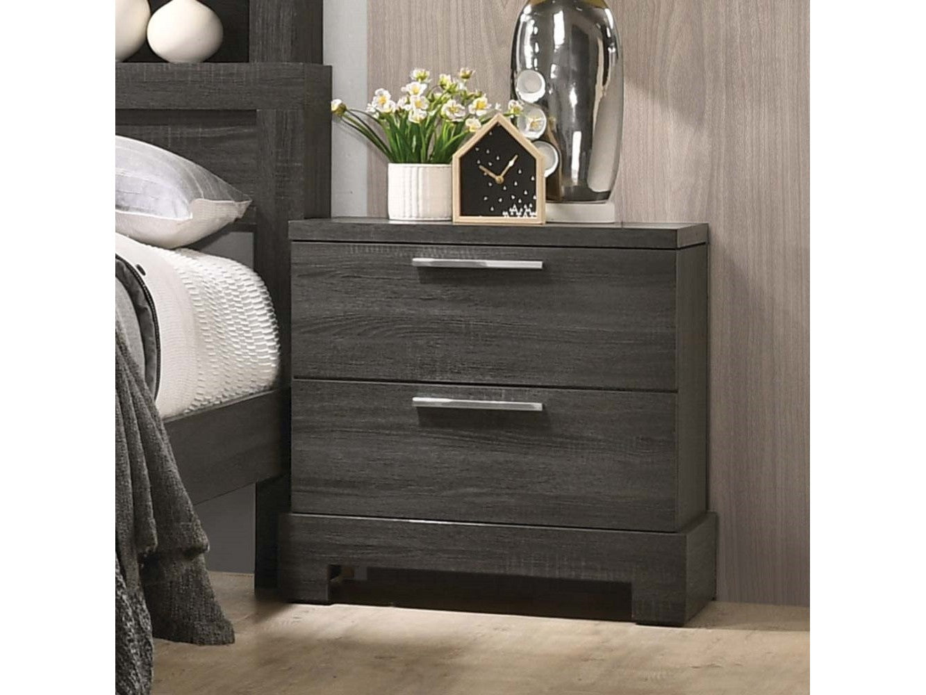 Lantha Gray Oak Nightstand - Ornate Home