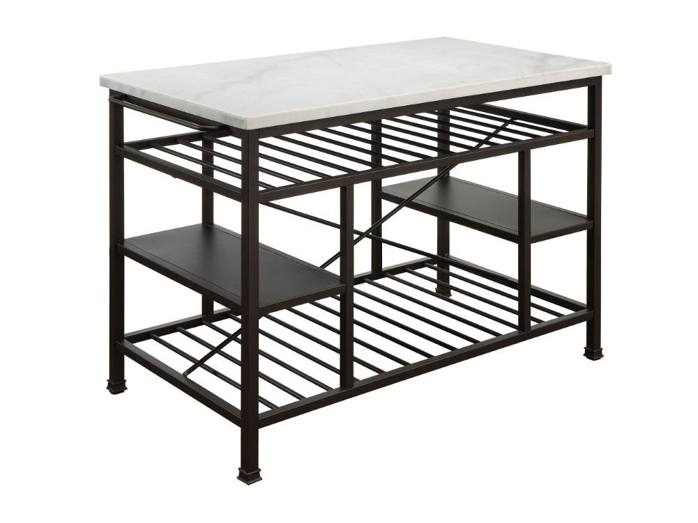 Lanzo Marble & Gunmetal Kitchen Island (Counter) - Ornate Home