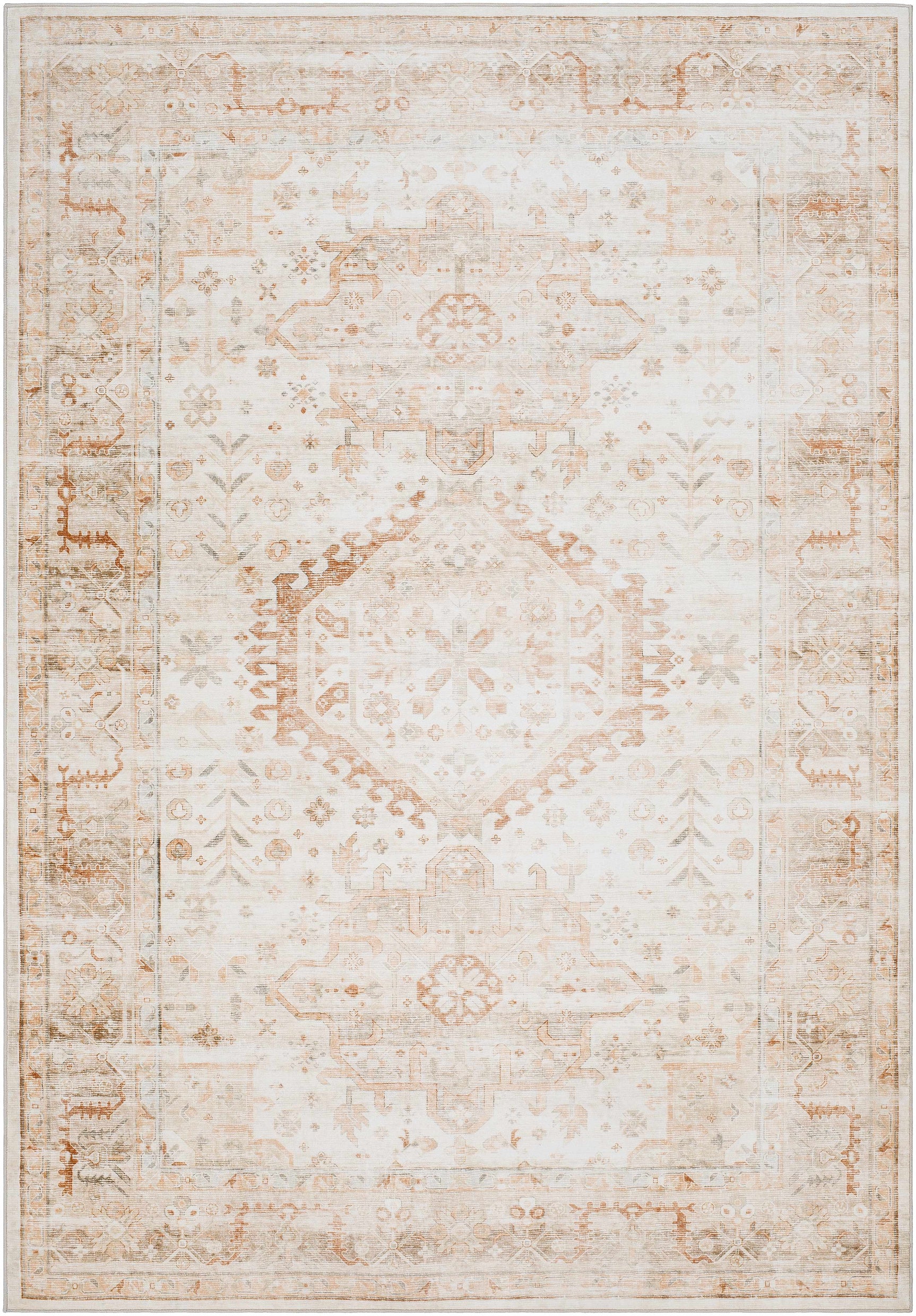 Laran Rust Distressed Washable Area Rug - Clearance - Ornate Home