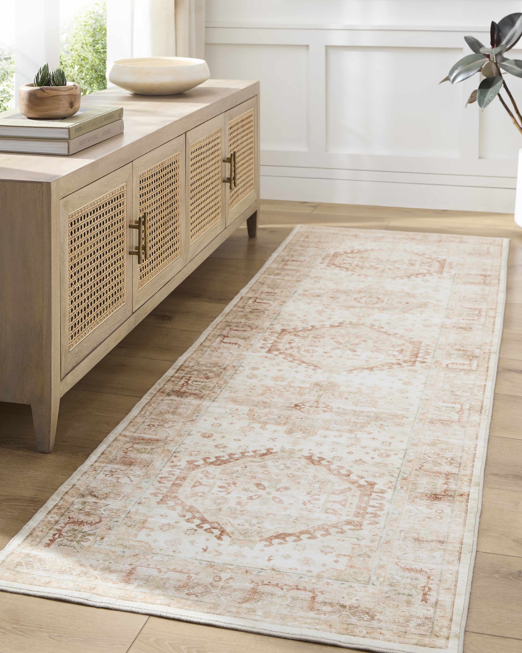 Laran Rust Distressed Washable Area Rug - Clearance - Ornate Home