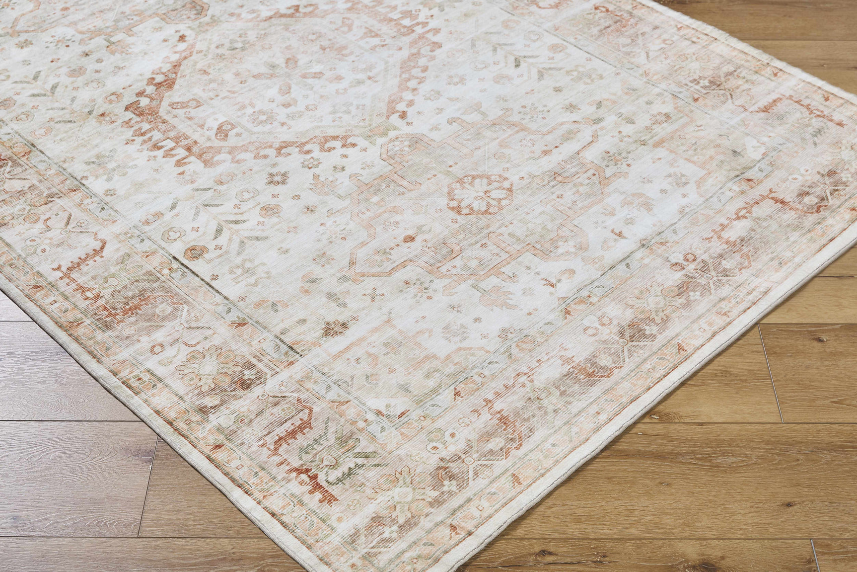 Laran Rust Distressed Washable Area Rug - Clearance - Ornate Home