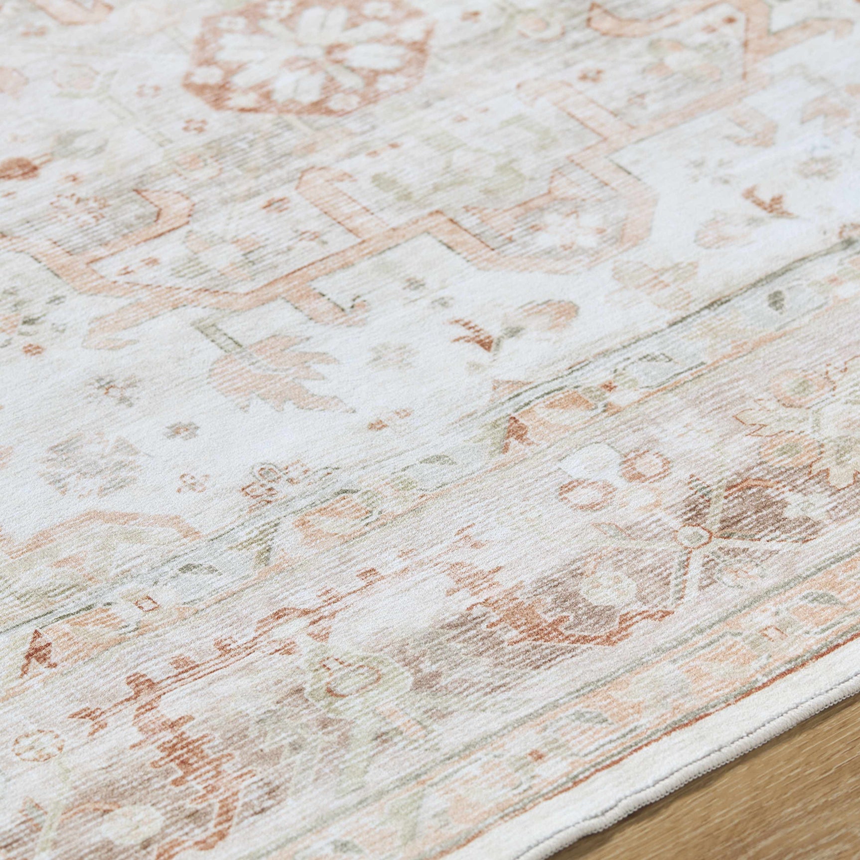 Laran Rust Distressed Washable Area Rug - Clearance - Ornate Home