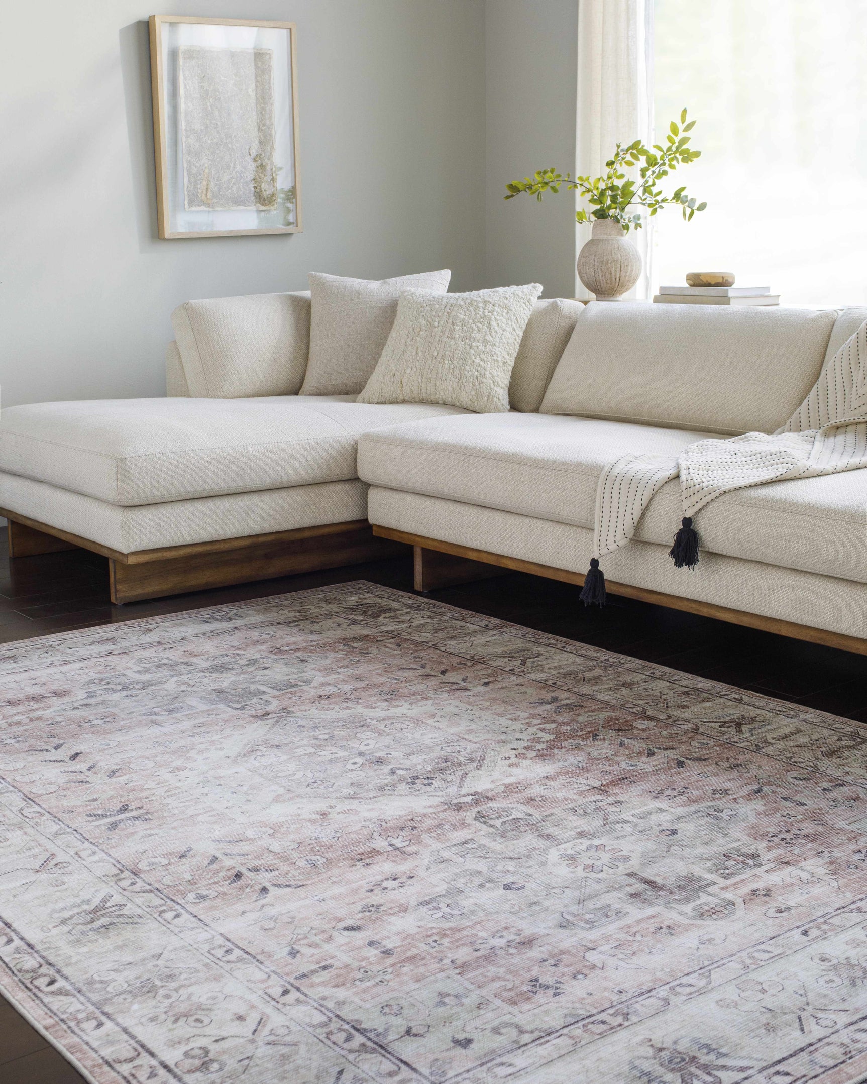 Laran Taupe Distressed Washable Area Rug - Clearance - Ornate Home