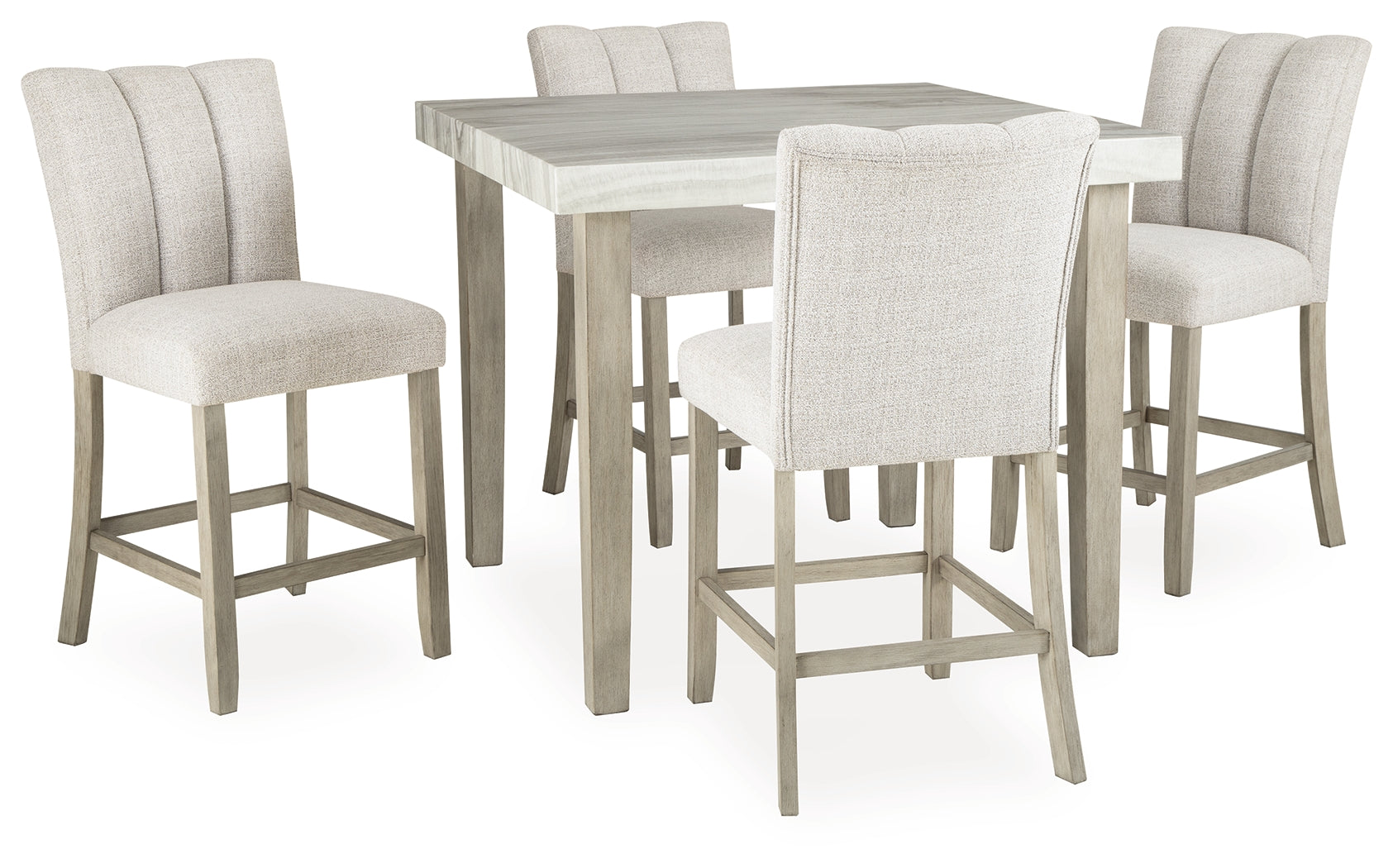 Larawyn Bisque Counter Height Dining Table and 4 Barstools - Ornate Home