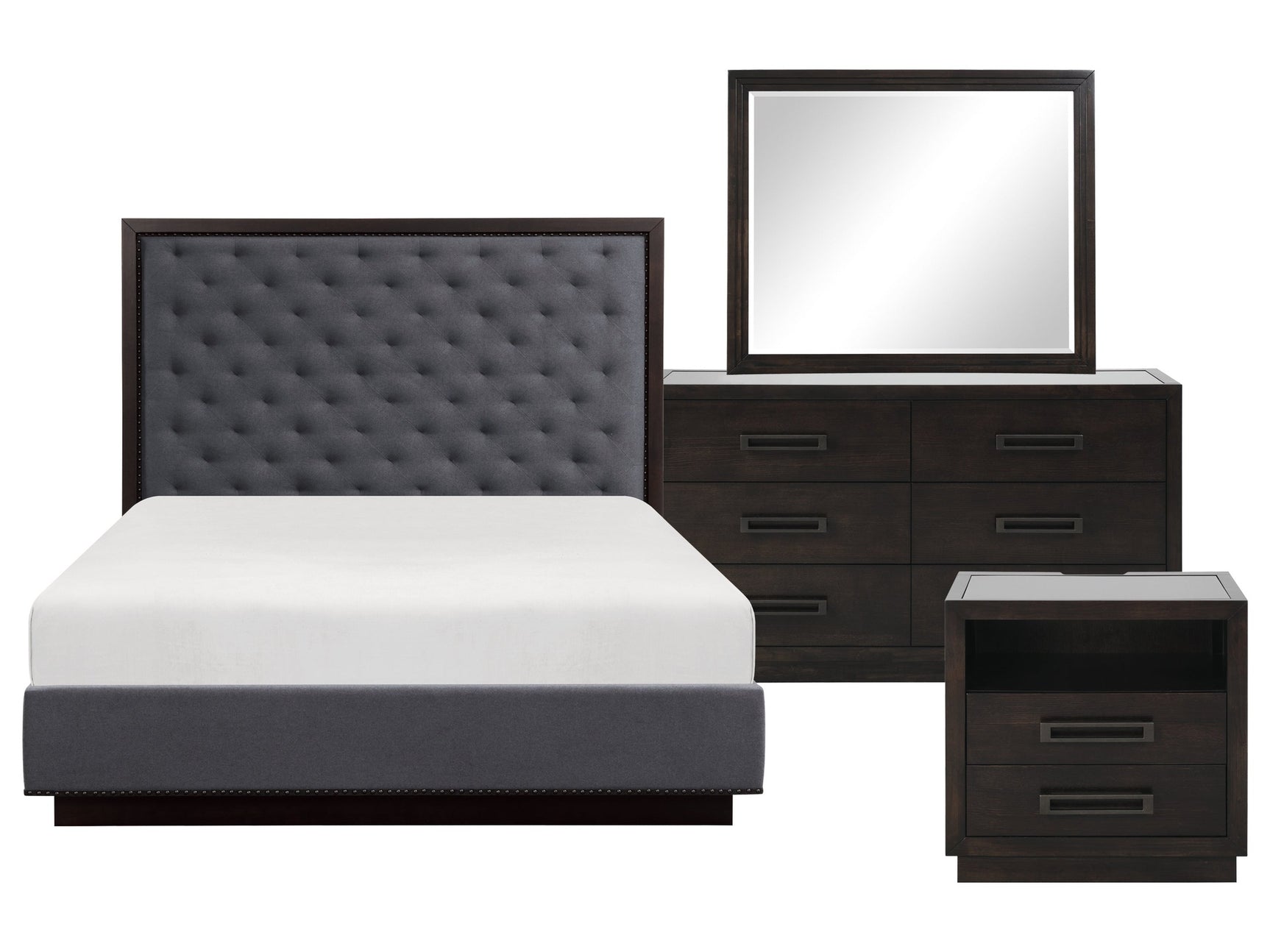 Larchmont Charcoal 4-piece Queen Bedroom Set - Ornate Home