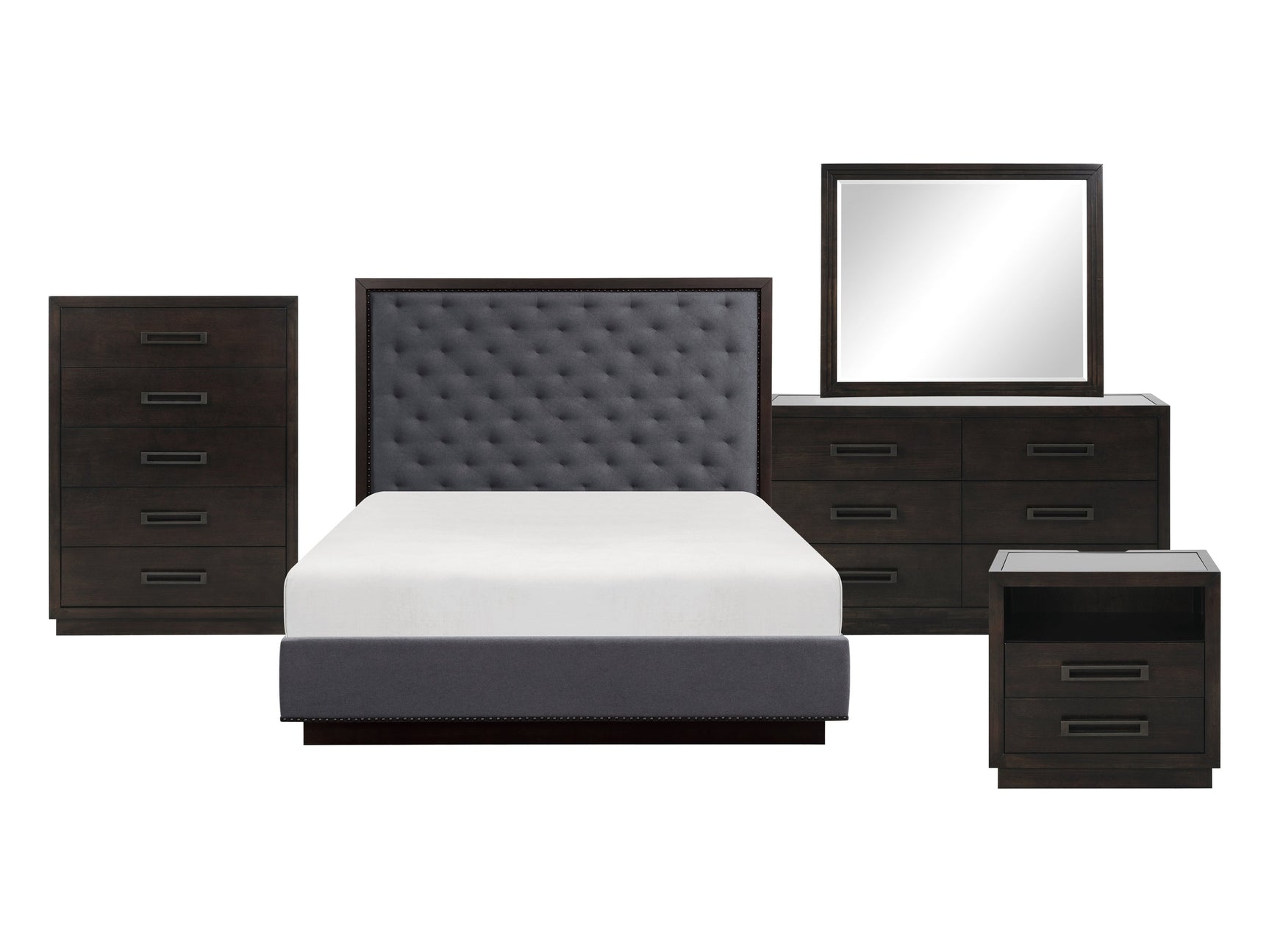 Larchmont Charcoal 5-Piece Queen Bedroom Set - Ornate Home