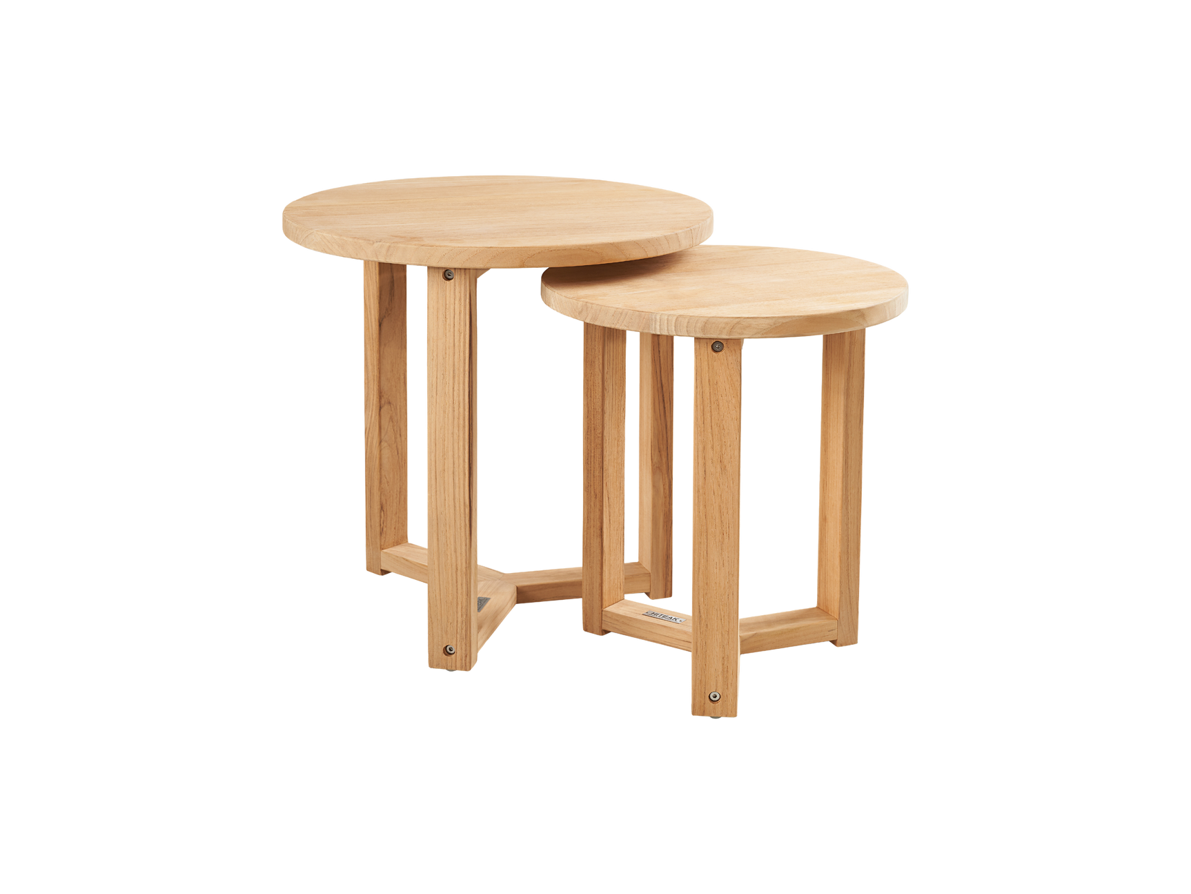 Large Round Teak Outdoor Cross Legs Nesting Side Table - Ornate Home