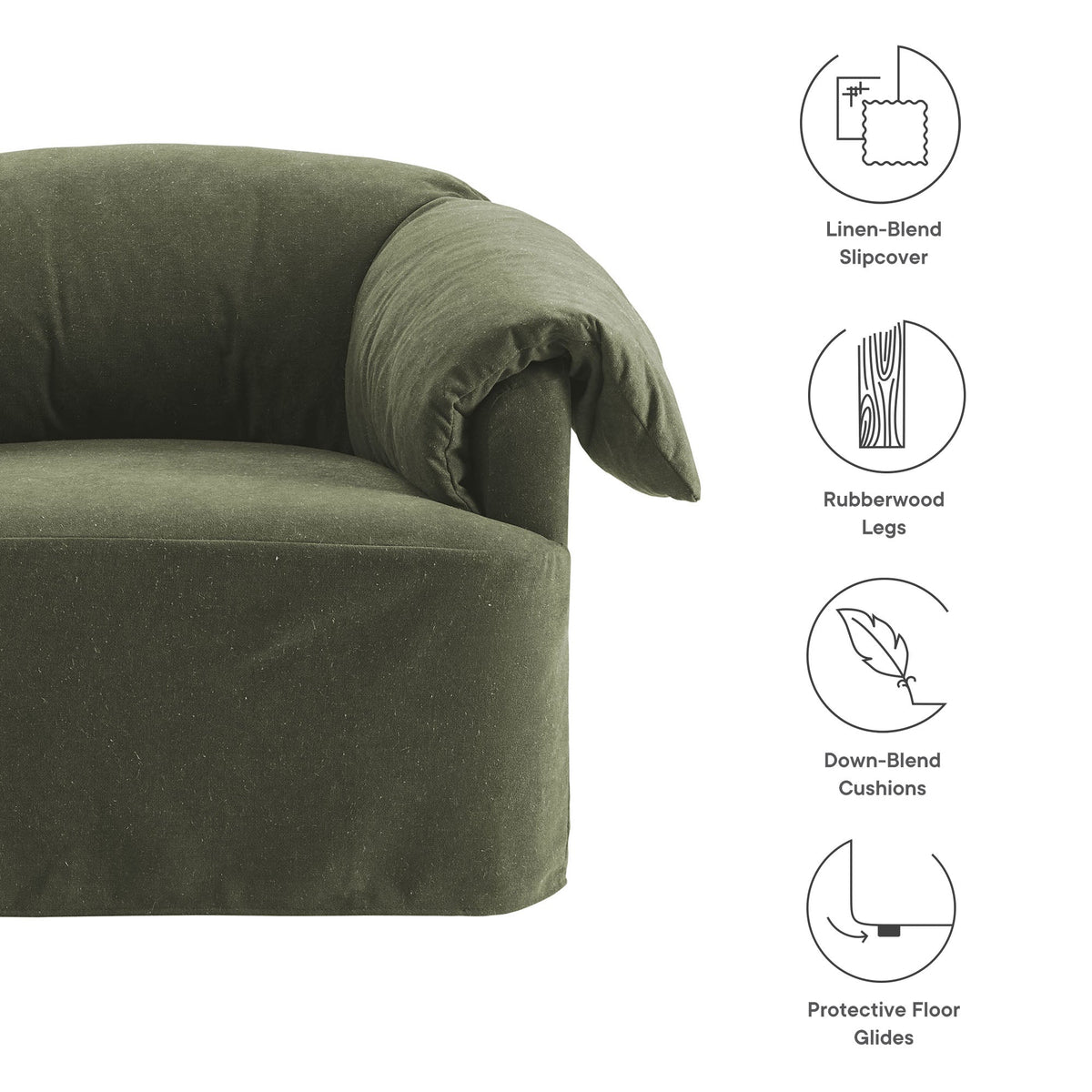 Lark Sage Slipcovered Fabric Oversized Armchair - Ornate Home