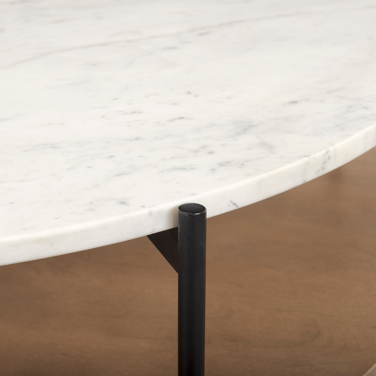 Larkin Brown Marble Top Round Coffee Table - Ornate Home