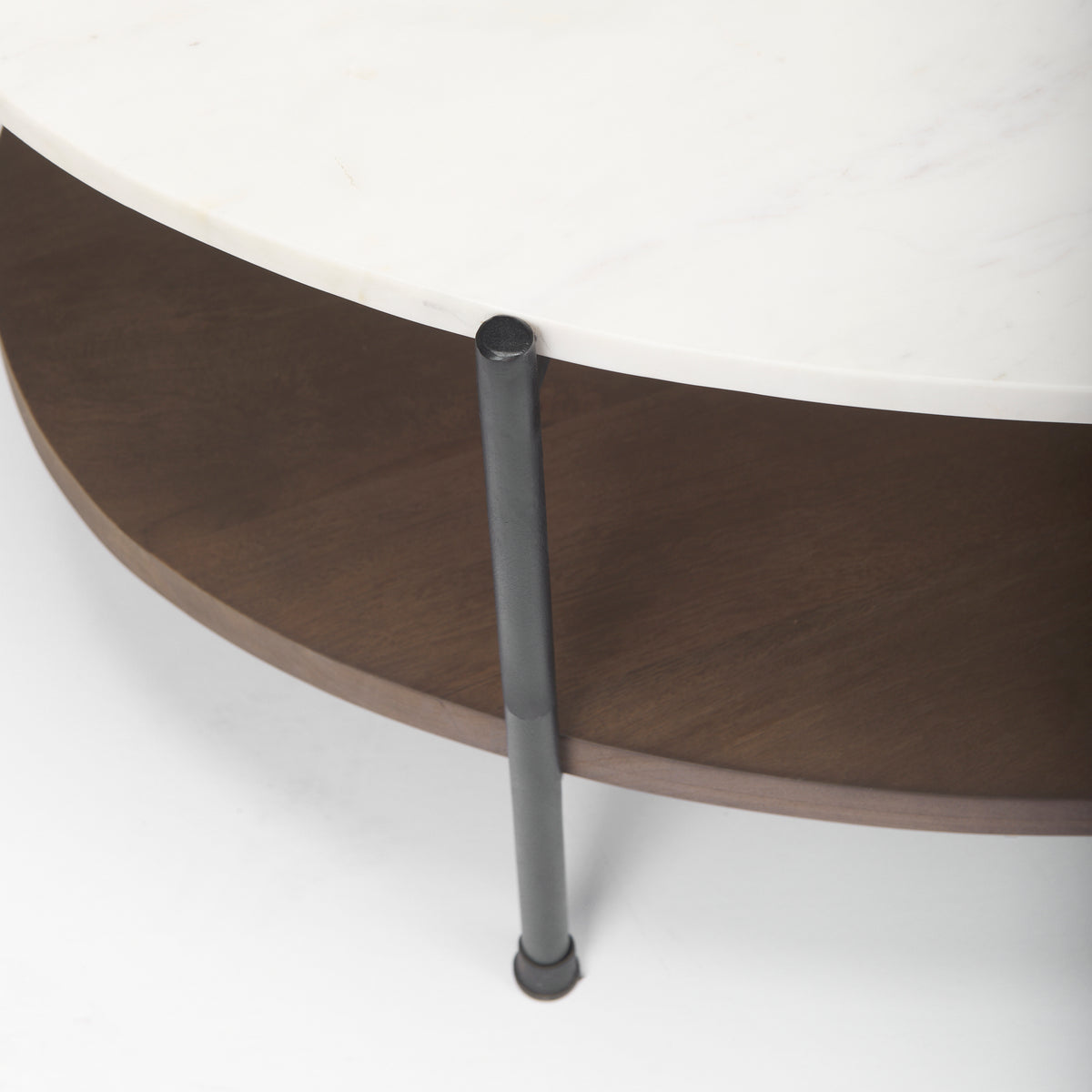 Larkin White/Dark Brown Marble Top Oval Coffee Table - Ornate Home
