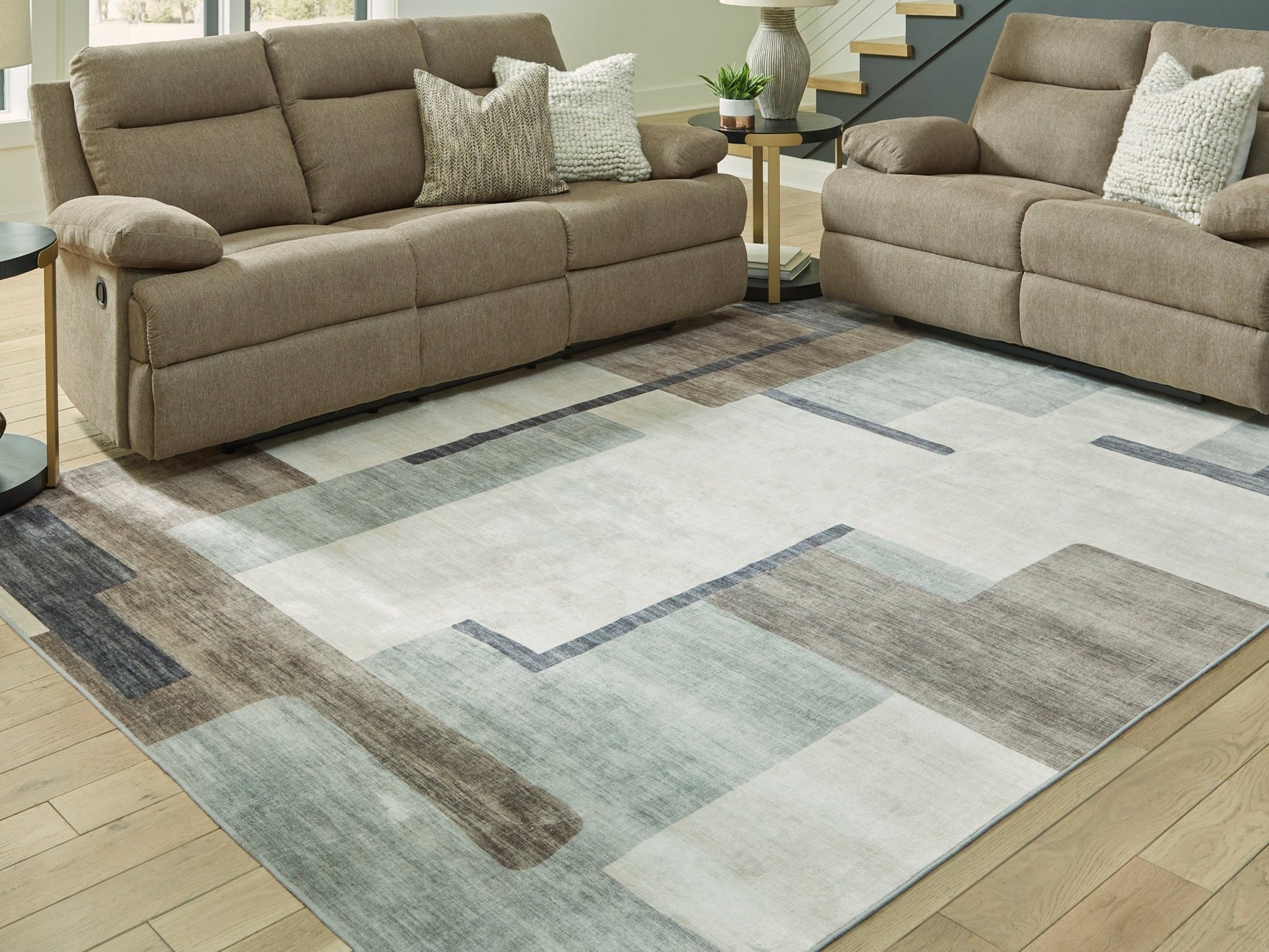 Larkport Cream/Brown/Gray Washable Large Rug (Online Special Price) - Ornate Home