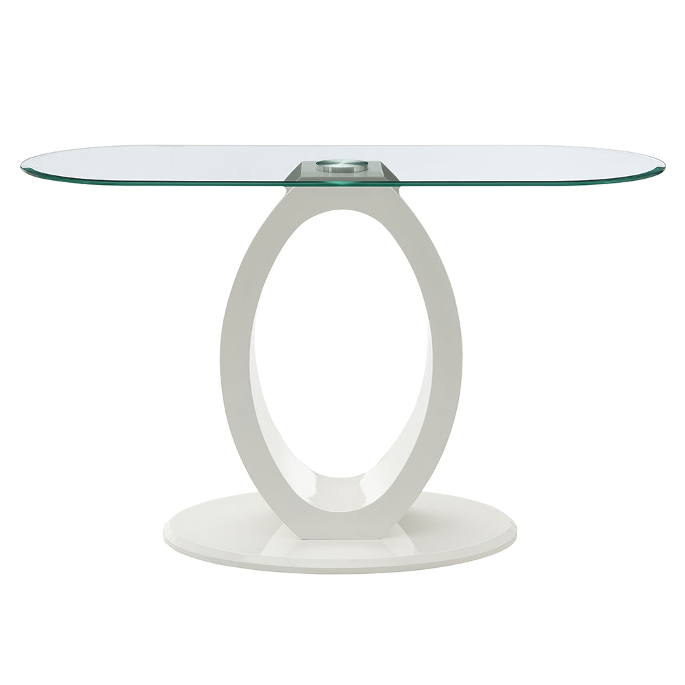 Larry Glass Top/White High Gloss Sofa Table - Ornate Home