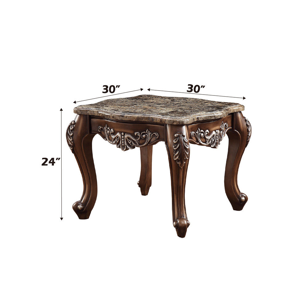 Latisha End Table in Marble/Antique Oak - Ornate Home