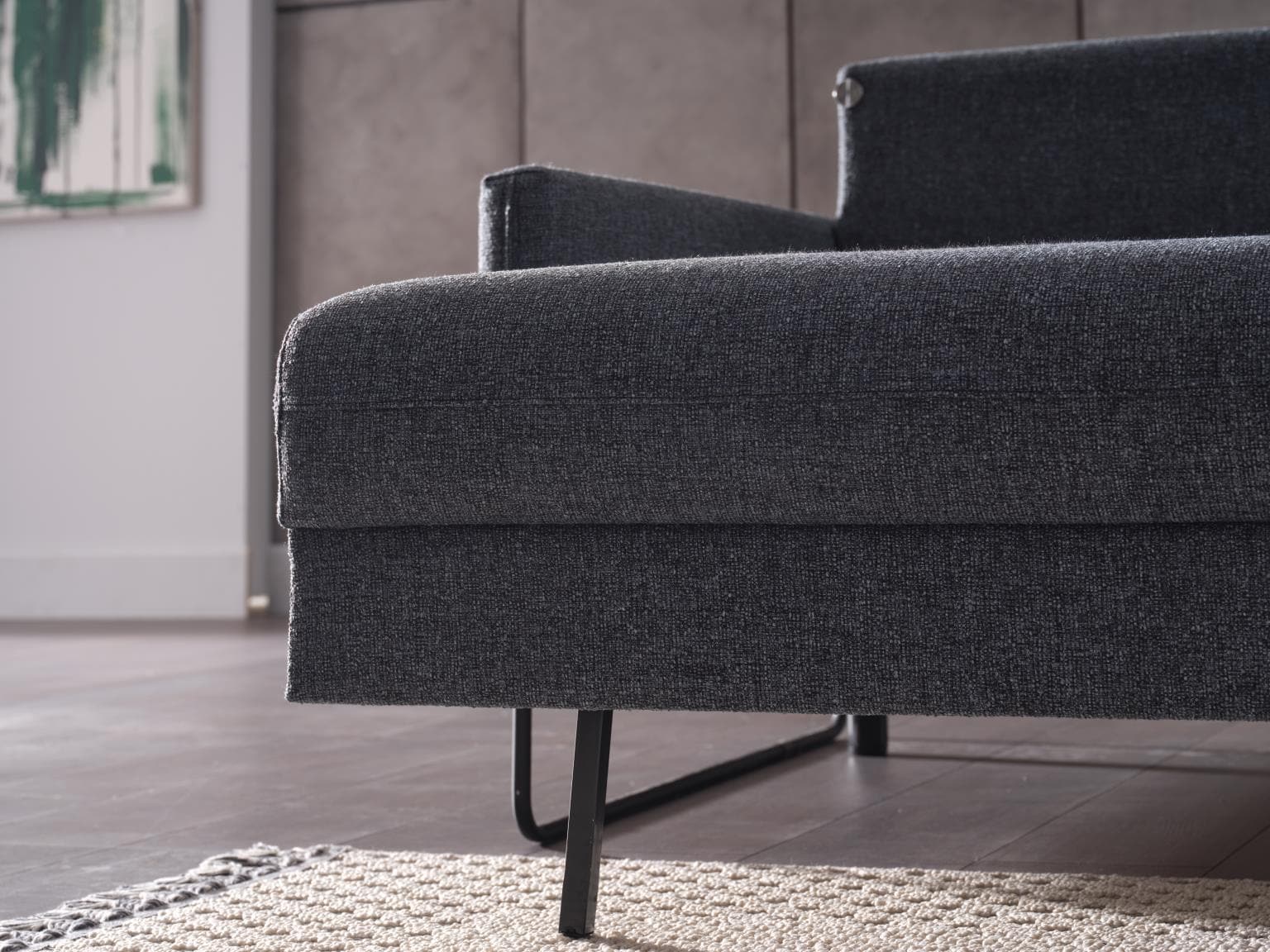 Laura Navy Blue 3 Seat Convertible Sofa - Ornate Home