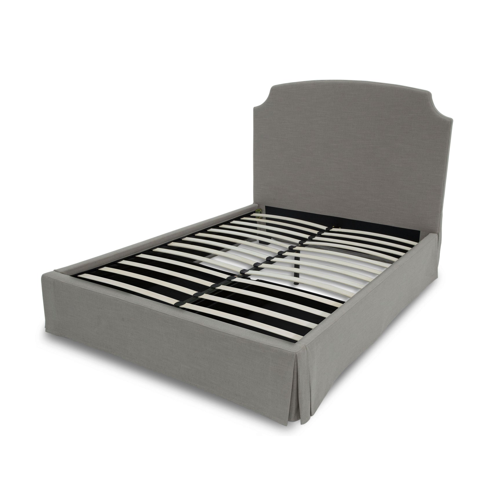 Laurel California King Upholstered Skirted Storage Panel Bed in Wheat - Ornate Home