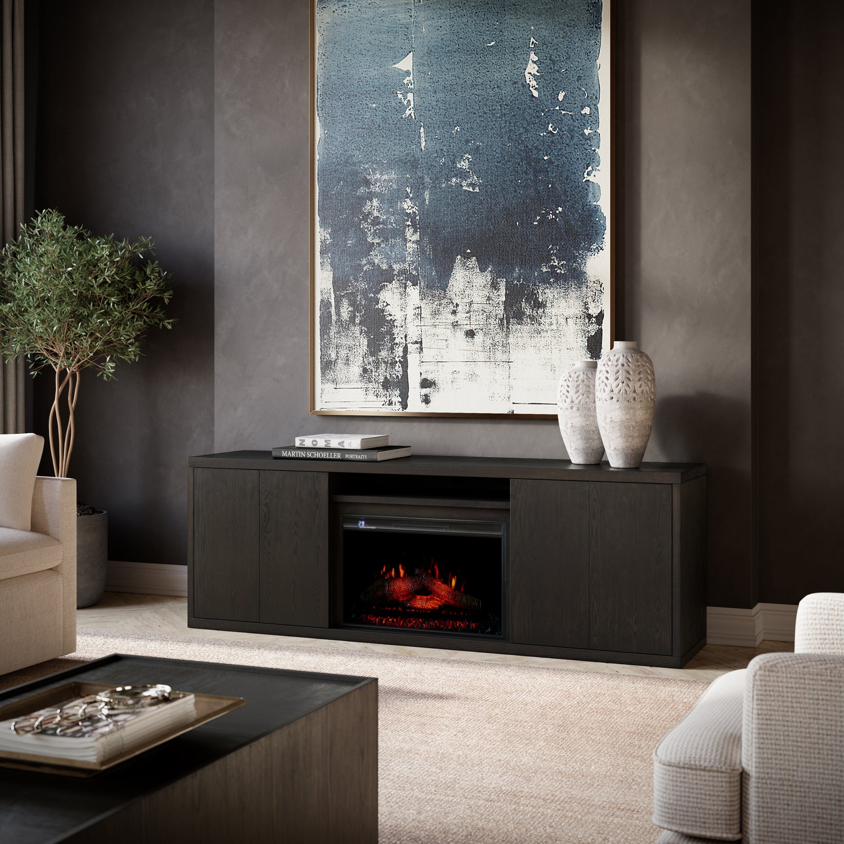 Laurel Espresso Creek 78 Fireplace - Ornate Home