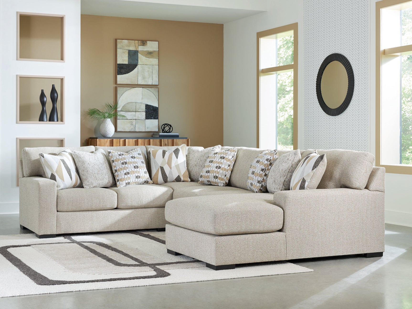Laurelgrove Pebble 4-Piece Sectional with Right Chaise (Online Special Price) - Ornate Home