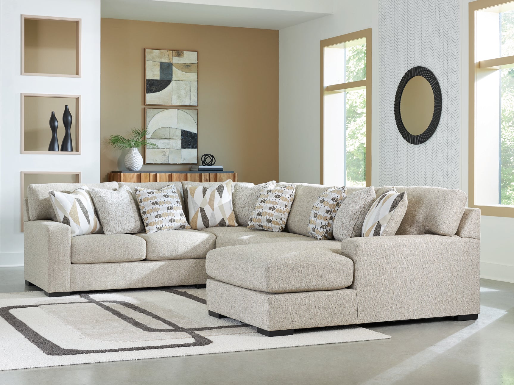 Laurelgrove Pebble 4-Piece Sectional with Right Chaise - Ornate Home
