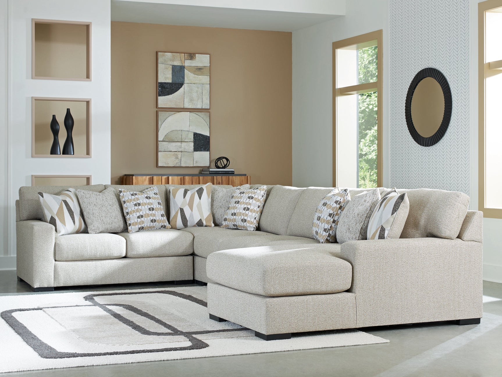 Laurelgrove Pebble 5-Piece Sectional with Right Chaise (Online Special Price) - Ornate Home