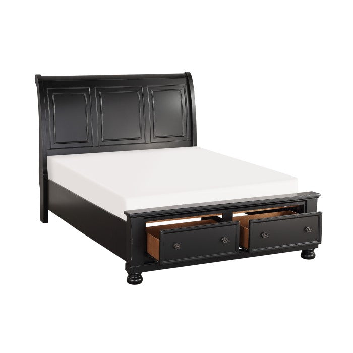 Laurelin Black California King Sleigh Platform Bed - Ornate Home