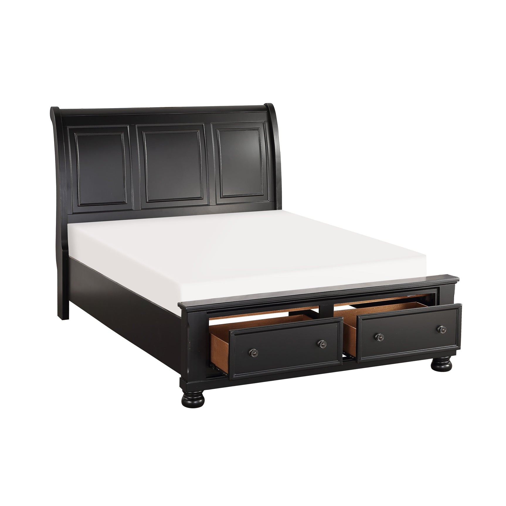 Laurelin Black Eastern King Sleigh Platform Bed - Ornate Home
