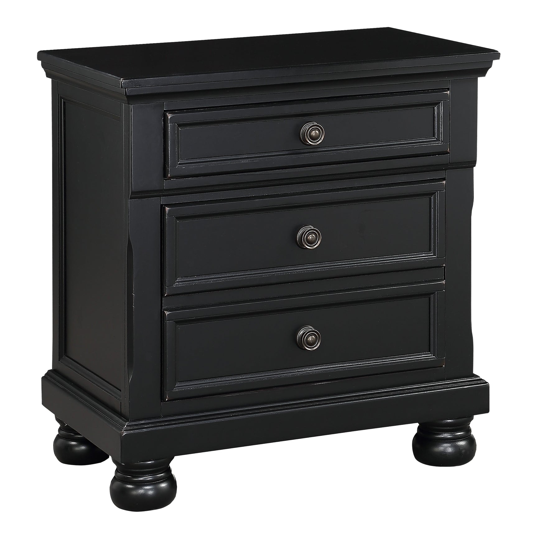 Laurelin Black Nightstand - Ornate Home