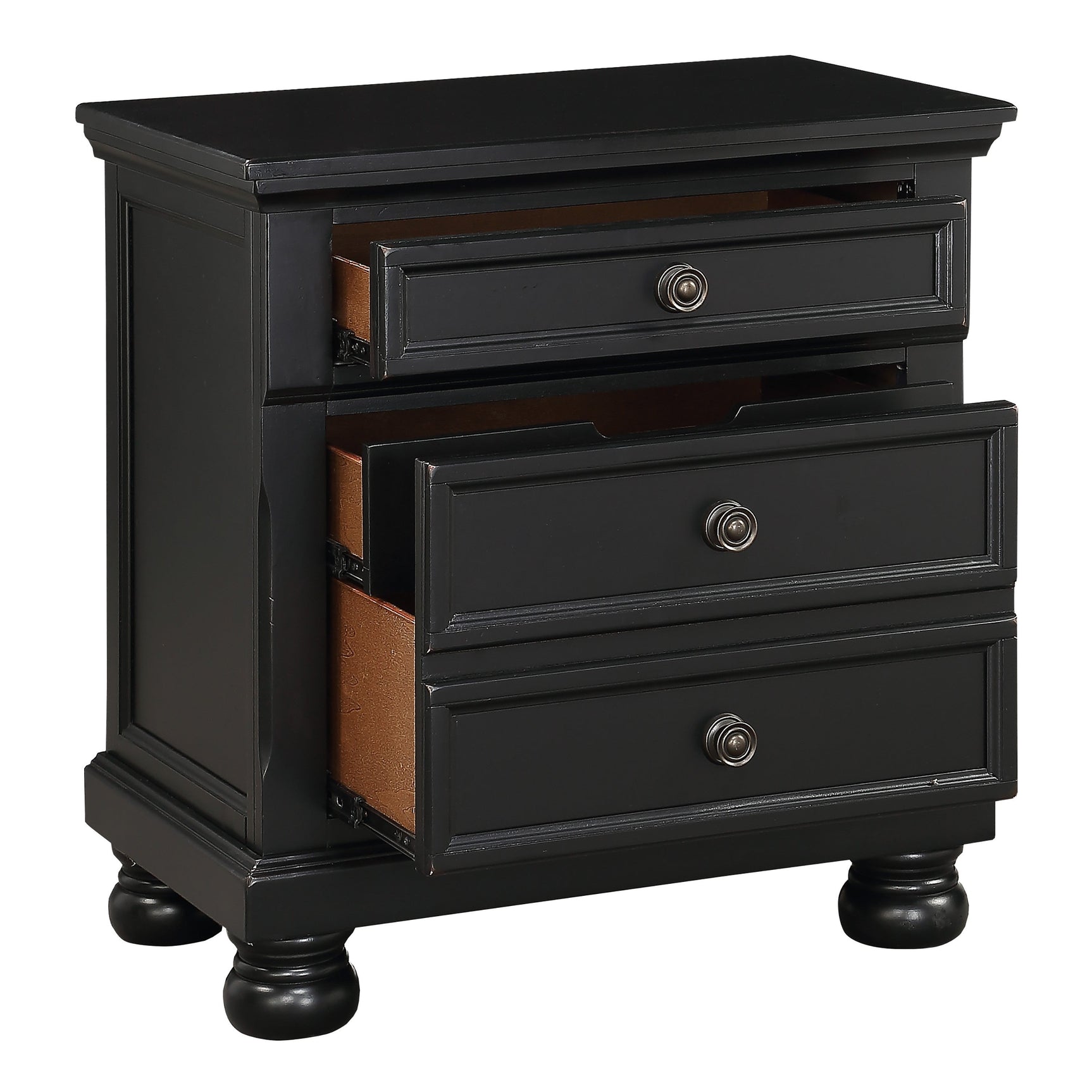 Laurelin Black Nightstand - Ornate Home