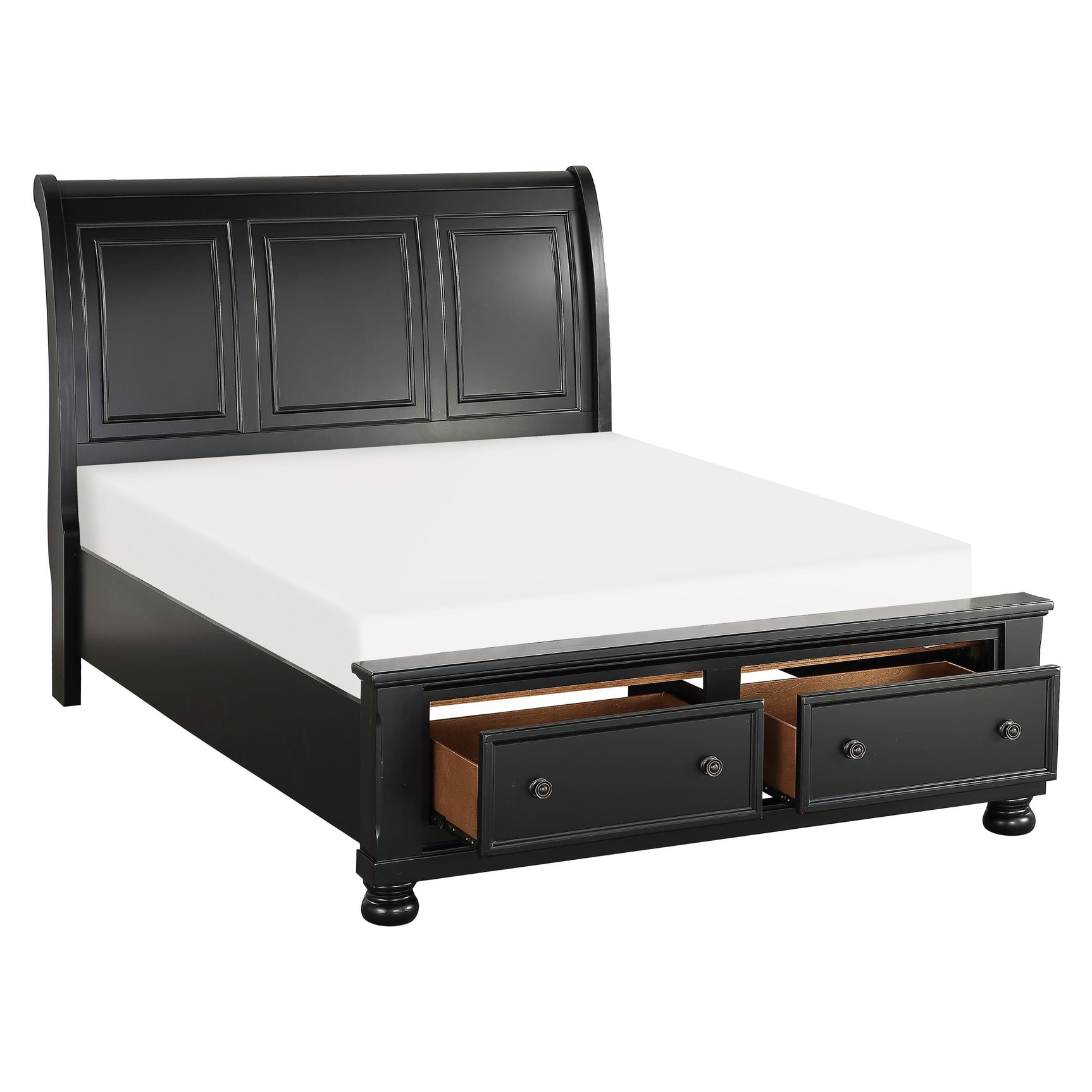 Laurelin Black Queen Sleigh Platform Bed - Ornate Home