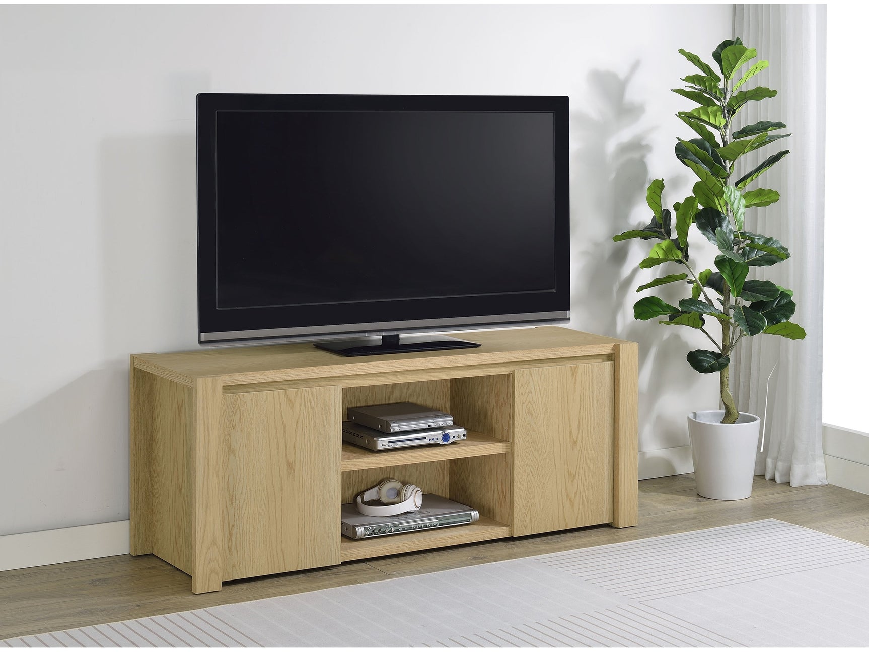 Laurelton Light Oak 60-inch 2-door TV Stand Media Console - Ornate Home