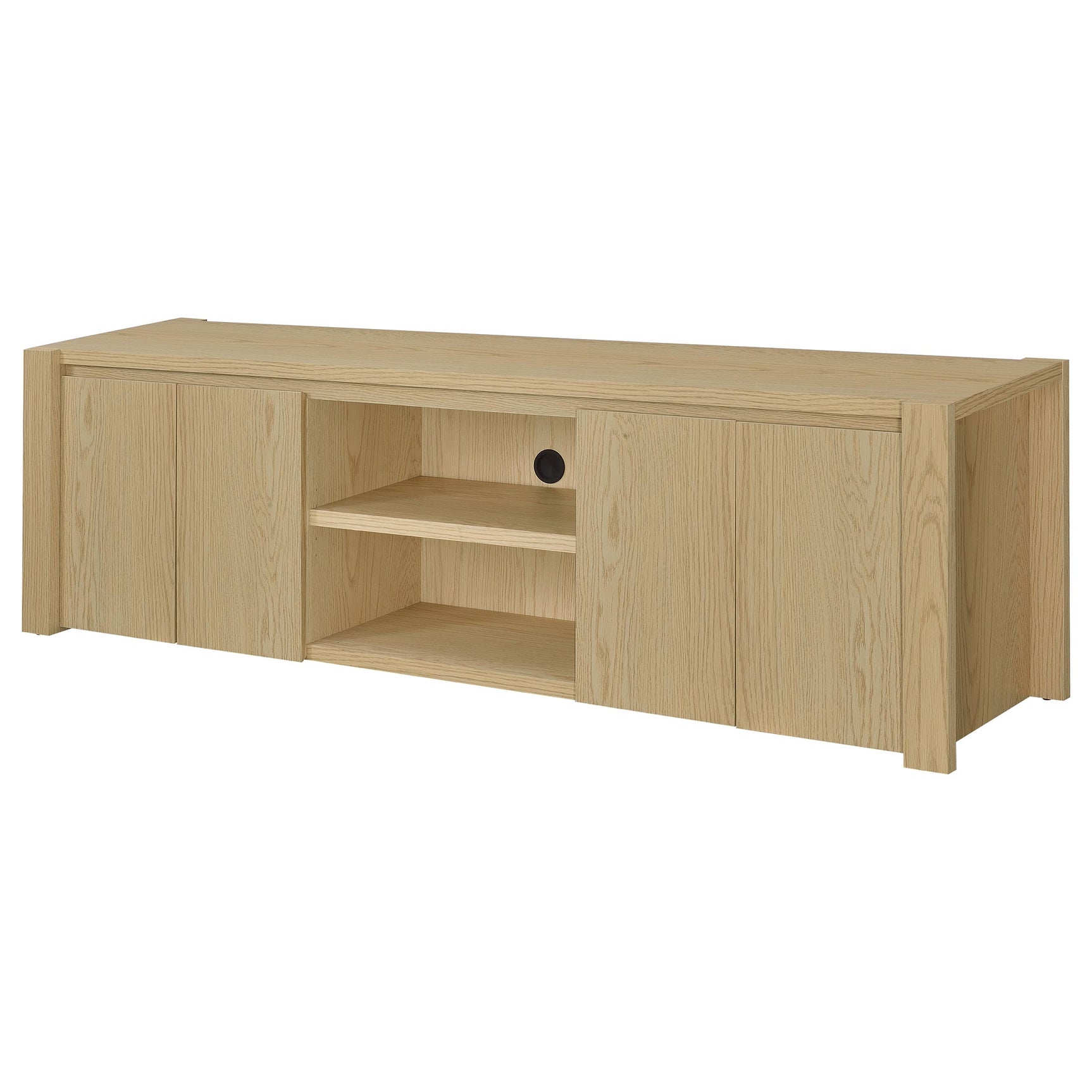 Laurelton Light Oak 78-inch 4-door TV Stand Media Console - Ornate Home