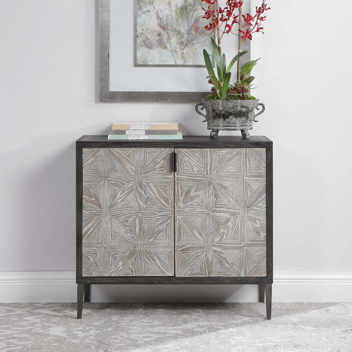 Laurentia Black/Gray 2 Door Accent Cabinet - Ornate Home