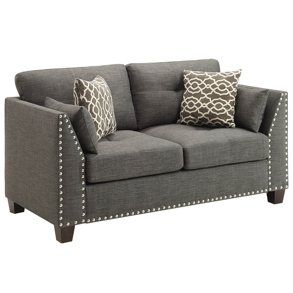 Laurissa Light Charcoal Linen Loveseat w/4 Pillows - Ornate Home