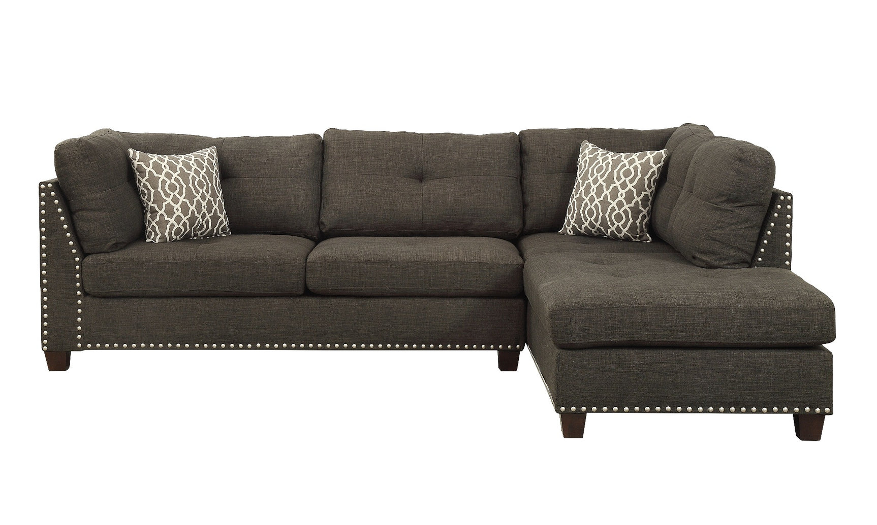 Laurissa Taupe Gray Sectional Sofa & Ottoman W/2 Pillows - Ornate Home