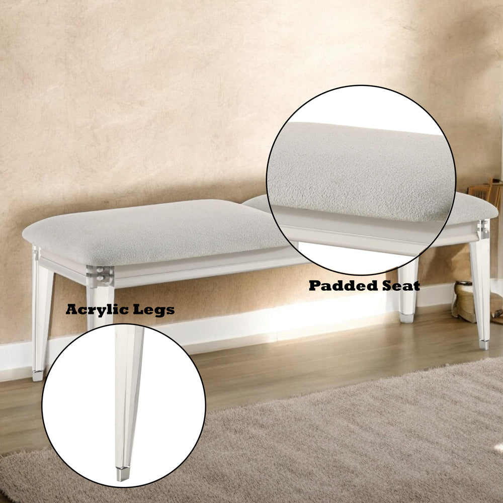 Laveda Pearl White Bench - Ornate Home