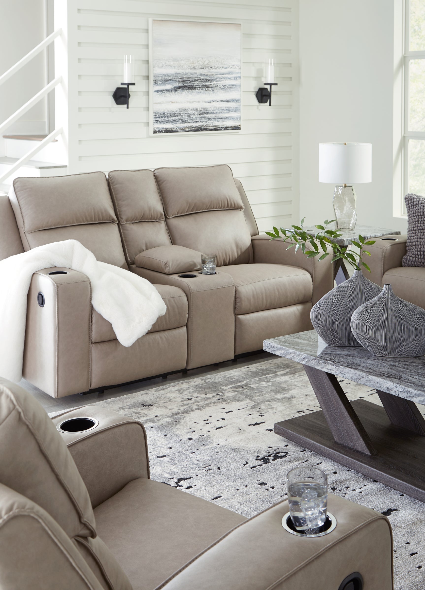 Lavenhorne Pebble Reclining Loveseat and Recliner (Online Special Price) - Ornate Home