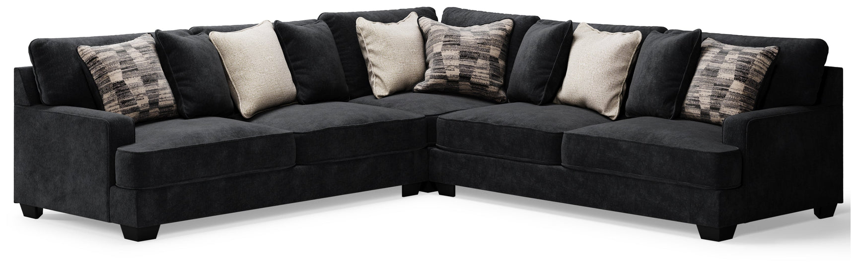 Lavernett Charcoal 3-Piece Sectional and Oversized Ottoman - Ornate Home