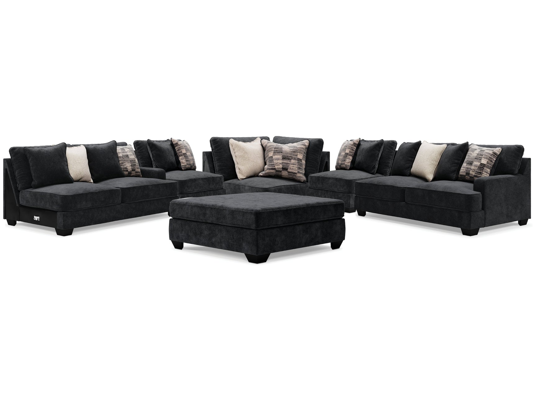 Lavernett Charcoal 5-Piece Sectional and Ottoman - Ornate Home