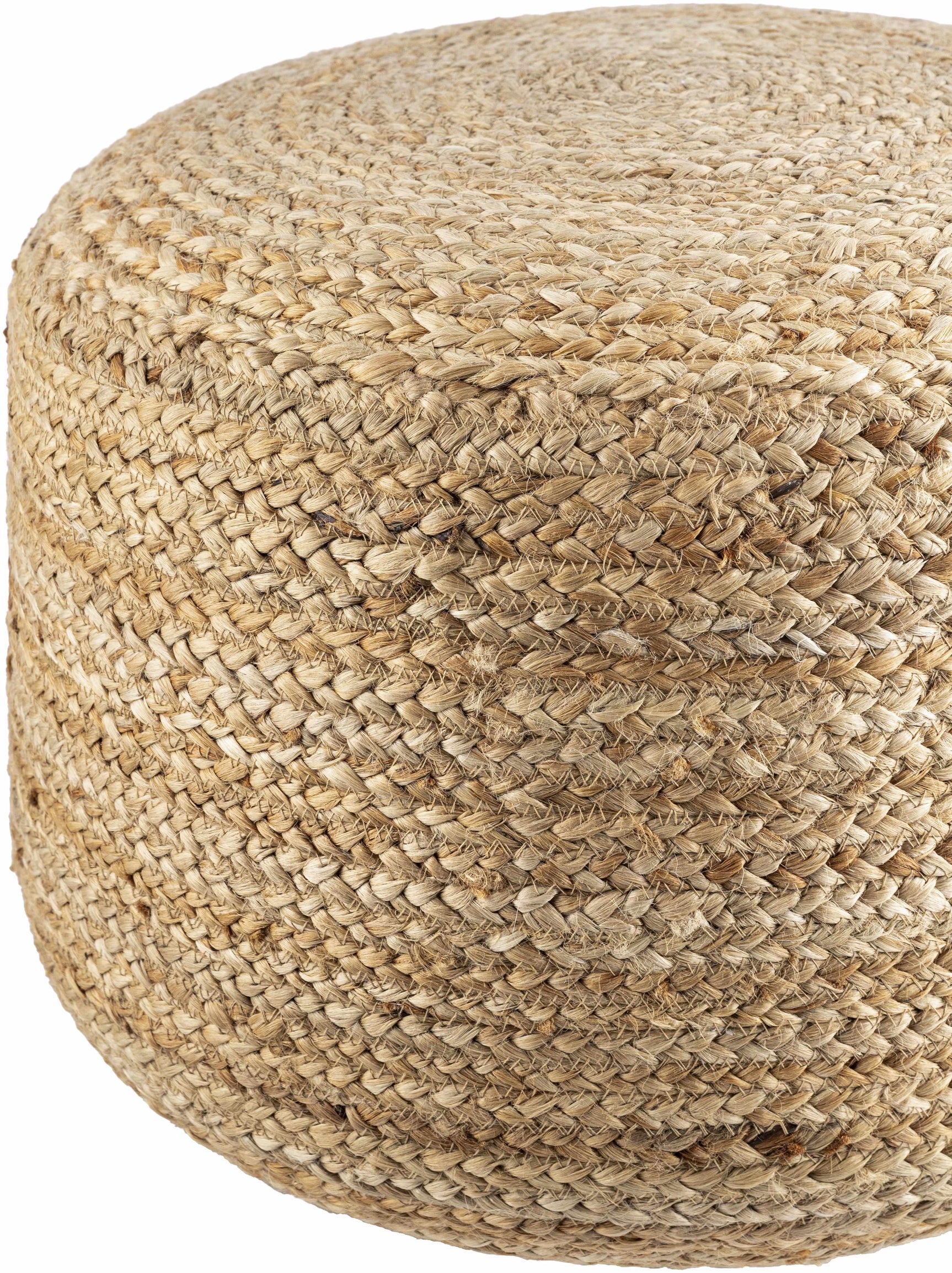 Lavertezzo Brick Red Knitted Beige Cotton Pouf - Ornate Home