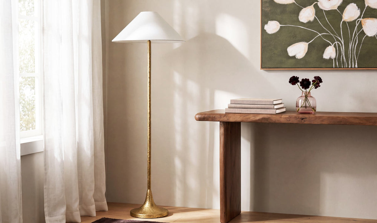 Lavinia Aged Brass Floor Lamp - Ornate Home